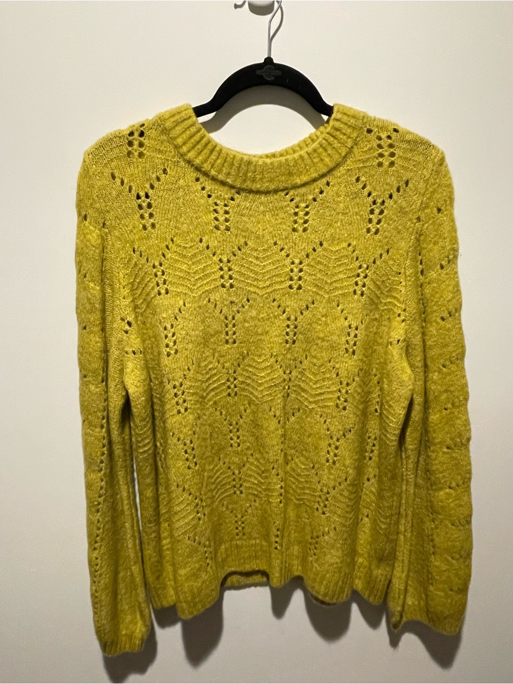 GAP Yellow Open-Knit Crewneck Sweater